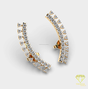 Luxury Double Row Moissanite Diamond Hoop Earrings Rose Gold Earrings For Women - Product Image 4
