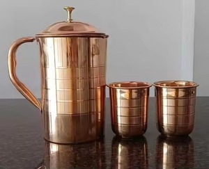 Fine Finish <b>Copper</b> Jug Drinking Pitcher Durable Drinkware for Kitchen Dining <b>Table</b> - Product Image 3