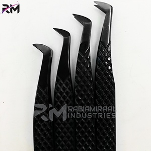 Pinzas para Pestañas RMI de Color Negro, Marca Privada, Acero Inoxidable Antiestático, Precisión, Durabilidad, Punta de Fibra en Forma de L de 45 y 90 Grados - Product Image 3