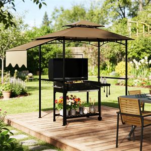 Pavillon de barbecue extérieur marron, auvent et pergola - Product Image 1