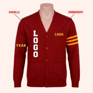 เสื้อคาร์ดิแกนมหาวิทยาลัย HT แบบสั่งทำพิเศษ พรีเมียม กระดุม HBCU Pride ผ้าอะคริลิกผสมฝ้าย ถักลายเชนิลล์ ปักโลโก้แบบกรีก - Product Image 1