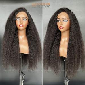 Perruque Crépus Droite Vietnamien Vrais Extensions de Cheveux Humains Non Traité Dentelle Frontale Fermeture Sans Colle - Product Image 3