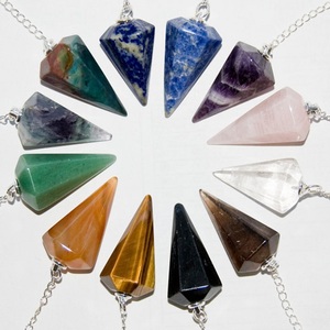 Pendules en Cristal Naturel en Gros, Pendule de Radiesthésie en Pierre Précieuse pour la Guérison avec Chaîne en Argent pour Reiki, Chakra et Méditation - Product Image 5