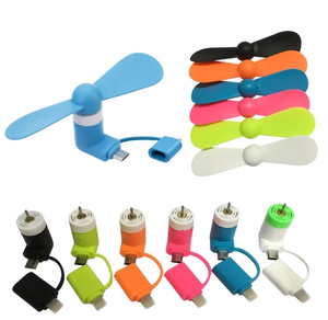 Mini <b>Usb</b> Type C 2-In-1 Cell Phone Custom Logo Personalized Portable Plastic Port Fan Colorful Powerful Fans Promotion Gifts - Product Image 1