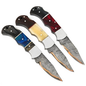 Couteau pliant artisanal en cuivre et acier Damas, manche en bois, logo personnalisé, couteau de poche OEM/ODM, couteau de camping et de chasse EDC UA - Product Image 2