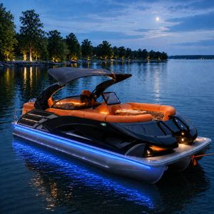 Bote Pontón KINOCEAN de 22 Pies con Remolque, Motor Fuera de Borda de 150 HP, Doble Cubierta, Certificado CE, para Pesca, Paseos y Fiestas Familiares - Product Image 1