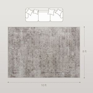 Tappeto Lavabile in Lavatrice 8x10 Marrone Chiaro Misto, Antiscivolo, con Motivo Tradizionale a Ricciolo, per Soggiorno e Camera da Letto - Product Image 4