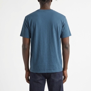 Camiseta Personalizada de Manga Corta Azul para Hombre, Corte Regular, Cuello Redondo, Estilo Casual, Algodón Jersey, Bolsillo Frontal, Color Sólido - Product Image 2