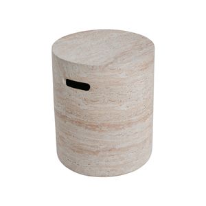 Lightweight Indoor/Outdoor Concrete <b>Side</b> <b>Table</b> with <b>Side</b> Handles <b>Travertine</b> Finish - Product Image 3