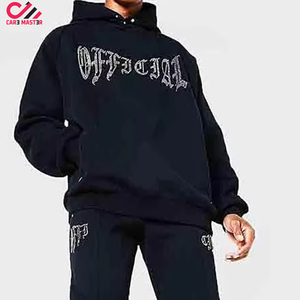 Conjunto de 2 Piezas de Chándal para Hombre de Alta Calidad, Casual de Invierno, con Pedrería, Lavado Ácido, Pantalones Acampanados y Sudadera con Cremallera, OEM 2026 - Product Image 3