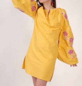 Vestido Maxi Bohemio Largo Amarillo Personalizado para Mujer, Informal, de Verano, para la Playa, Lavable, 100% Algodón Tejido, Cintura Natural - Product Image 1