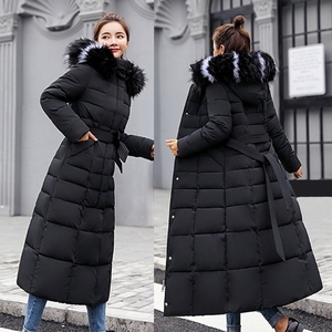 Manteau d'hiver long matelassé pour femme, veste chaude en duvet, isolée, à capuche, pour l'extérieur par temps froid, vêtements décontractés et tendance - Product Image 1