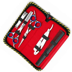 Kit de ciseaux de barbier professionnels en acier inoxydable avec lame tranchante, design pour droitiers et manche long - Product Image 2