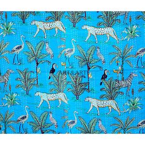 Wholesale Price Indian Handmade New 100% Pure Cotton Multicolor Animal Print Kantha <b>Quilt</b> Bohemian <b>Throw</b> Sleeping Comfortable - Product Image 2