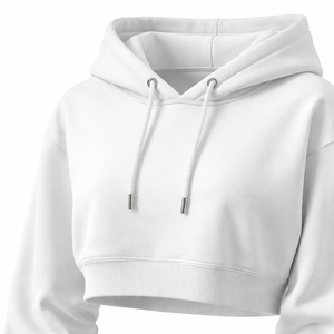 Bulk Order Custom <b>White</b> Cropped <b>Hoodie</b> - Premium Quality OEM Manufacturer Wholesale <b>for</b> <b>Women</b> - Product Image 4