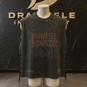 Hip Hop Tank Personalized Distressed <b>Y2K</b> Sleeveless Tee Oversized Boxy Streetwear Muscle <b>Shirt</b> Side Polyester/Cotton Print - Product Image 1