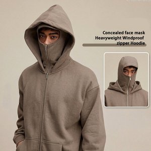 Sweat-shirt à capuche zippé intégral pour homme, color block, streetwear d'hiver, double capuche, design moderne urbain décontracté - Product Image 4