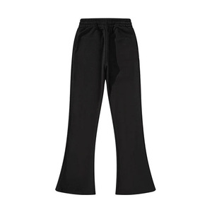Pantalones Deportivos Negros para Hombre, Corte Acampanado, Cintura Elástica con Cordón, Casuales, de Algodón, para Otoño, Ligeros, Transpirables y Ecológicos - Product Image 1