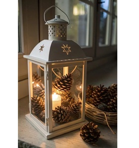 Rustic Brass Cylinder <b>Lantern</b> Set with Glass <b>Candle</b> Holders for Home Decoration Heat Resistant Design - Product Image 6