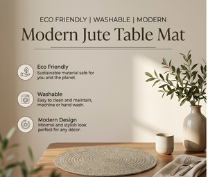 Premium Handmade Jute <b>Table</b> Mat Hogla Placemat <b>Round</b> Jute <b>Table</b> Mat <b>Table</b> <b>Runner</b> Durable <b>Table</b> Decor for Home Hotel Export - Product Image 2