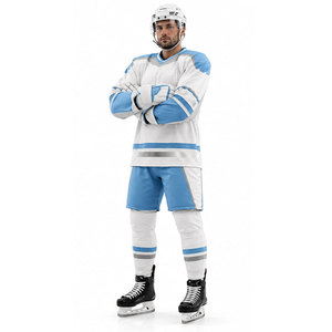 Maillot de hockey sur glace personnalisé pour homme, manches longues, sublimation, polyester respirant, col en V, adulte, toutes saisons, coupe athlétique - Product Image 2