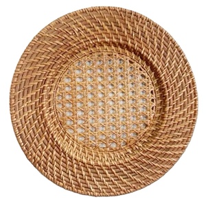 Vietnam Handmade Rattan <b>Plate</b> Round Charger Serving Tray Eco Friendly Rustic Tableware Natural Craft Kitchen Dining Decor 33Cm - Product Image 1