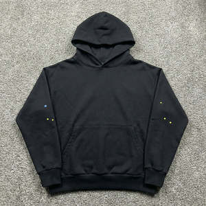 Sweat à capuche vintage en coton épais 420g, effet vieilli, batik, coupe oversize, délavé à l'acide, sans cordon de serrage, pour l'hiver - Product Image 1