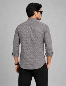 Chemise habillée homme 100 % coton à manches longues, imprimée délavée, col rabattu, bouton unique, tissée, formelle, ODM, 140g, pour le printemps - Product Image 2