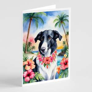 Borzoi Luau Whimsical A7 Size 5x7 Blank Note <b>Cards</b> Pack of 8 <b>Greeting</b> <b>Cards</b> with Envelopes - Product Image 1
