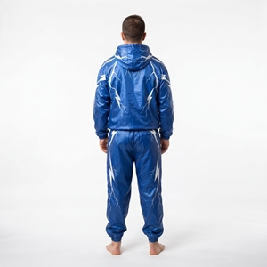 Ensemble survêtement coupe-vent personnalisé pour homme en polyester et nylon avec fermeture éclair – Vente en gros - Product Image 4