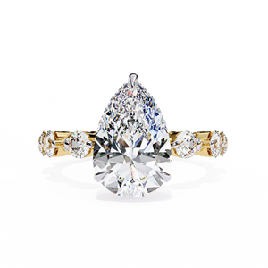 แหวนหมั้นเพชรทรงลูกแพร์ 3 กะรัต ผลิตในห้องปฏิบัติการ ยี่ห้อ Aries Jewel ตัวเรือนทอง 14K พร้อมใบรับรอง IGI ระดับ VS1 สี E เหมาะสำหรับวันครบรอบแต่งงาน - Product Image 1