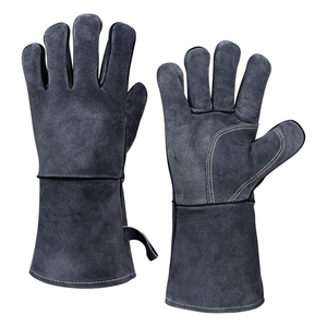 Gants de soudage en cuir de vachette, doublure isolante, feuille d'aluminium résistante à la chaleur, résistants aux flammes, gants de barbecue - Product Image 1