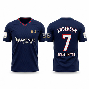 Camiseta de Fútbol Personalizada por Sublimación, Unisex, para Adultos, de Poliéster Transpirable, de Secado Rápido, con Cuello en V, Nombre del Jugador, Manga Corta - Product Image 1