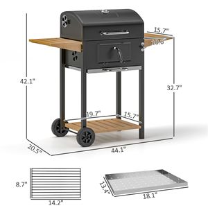 245 pollici quadrati Griglia per Barbecue da Esterno con Piastra per Carbonella Regolabile, 3 Ripiani e Termometro per Giardini e Feste all'Aperto - Product Image 3