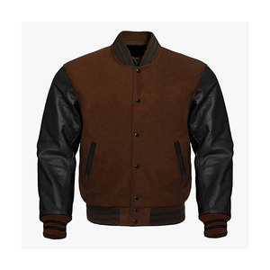 New Best Manufacture Winter Varsity Jacket with Premium <b>Leather</b> Sleeves Hot Sale Solid Design Varsity Jacket for Men - Product Image 6