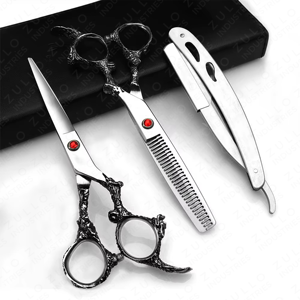 Ciseaux de coiffure de qualité supérieure avec design Dragon, en acier inoxydable, lames de barbier à tranchant aiguisé comme des rasoirs - Product Image 3