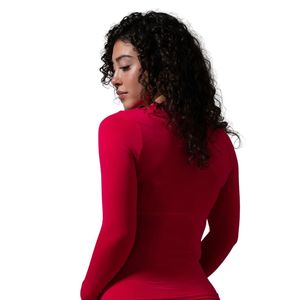 Camiseta de Compresión Roja de Manga Larga para Mujer, para Gimnasio, Fitness, Yoga, Entrenamiento, Ropa Deportiva, Transpirable y de Alto Rendimiento - Product Image 2