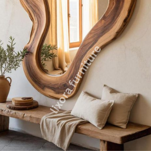 <b>Irregular</b> Wooden Wall <b>Mirror</b> Minimalist Design Decorative Framed <b>Mirror</b> for Home Interior - Product Image 4