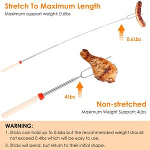 Set di Spiedini Telescopici Estensibili da 81 cm per Marshmallow e Hot Dog, Bastoncini in Acciaio Inox per Barbecue, Comodi e Resistenti - Product Image 2