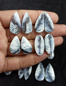 Natural Dendrite Opal Pair Loose Gemstone Cabochons Faceted Stones Wholesale Supplier Crystals Minerals Bulk Export - Product Image 2