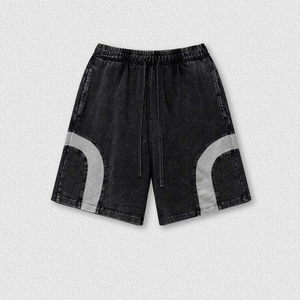 Pantalones Cortos Bermuda de Algodón Gris Oscuro para Hombre, Cintura Media con Cordón Ajustable, Cintura Elástica con Bolsillos, Color Sólido, Tejido Transpirable, Estilo Casual - Product Image 3