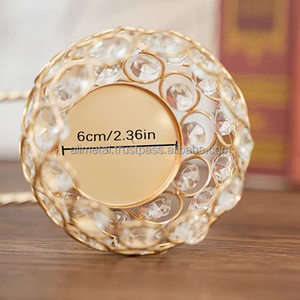 Bougeoirs en Cristal faits à la main, 3 boules, avec cône en métal - Product Image 6