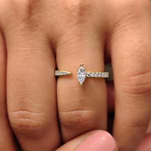 Bague en or massif 14K 18K avec diamant de laboratoire taille marquise, bague ouverte pavée DEF VVS, bague de fiançailles, bijoux fins, vente en gros OEM - Product Image 2