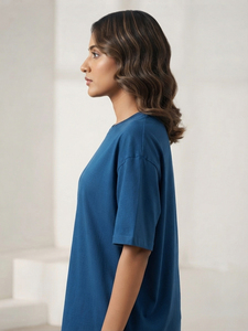 T-shirt pour femme à impression en relief, coupe oversize, col rond, manches courtes, en coton premium, style streetwear, épaules tombantes - Product Image 4
