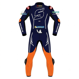Traje de Carreras MotoCP de Cuero de Canguro/Vaca Hecho a Medida por Johan Zarco, Traje de Una Pieza Profesional con Triple Costura - Product Image 2
