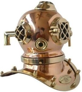 Casco de Buceo Antiguo de Cobre y Latón, Modelo US Navy Mark V, para Aguas Profundas, Color Oro Rosa, Hecho en India - Product Image 4