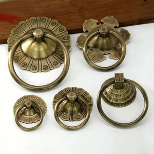 High Quality Brass Ring Drawer Pull Handles Antique <b>Cabinet</b> Knobs Decorative Hardware for Wooden Furniture Design Home Hotel - Product Image 1