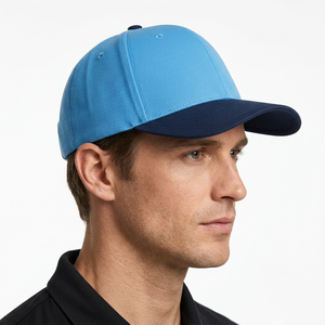 Casquette de baseball bleue à 6 panneaux, couleur contrastante, ajustée, décontractée, en coton, style uni, pour adulte, toutes saisons - Product Image 5