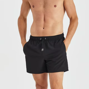 Shorts de Baño Negros Clásicos de Alta Calidad para el Verano, Ligeros y Cómodos, con Cordón Ajustable con Punta Metálica, Venta al Por Mayor - Product Image 4