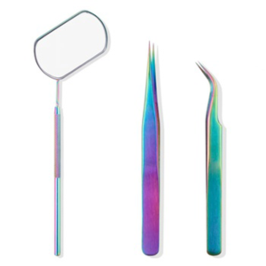 3PCS Stainless Steel Eyelash Extension <b>Tool</b> Set with Large Makeup Mirror Pointed Tweezers for False Eyelash Application Kit - Product Image 1